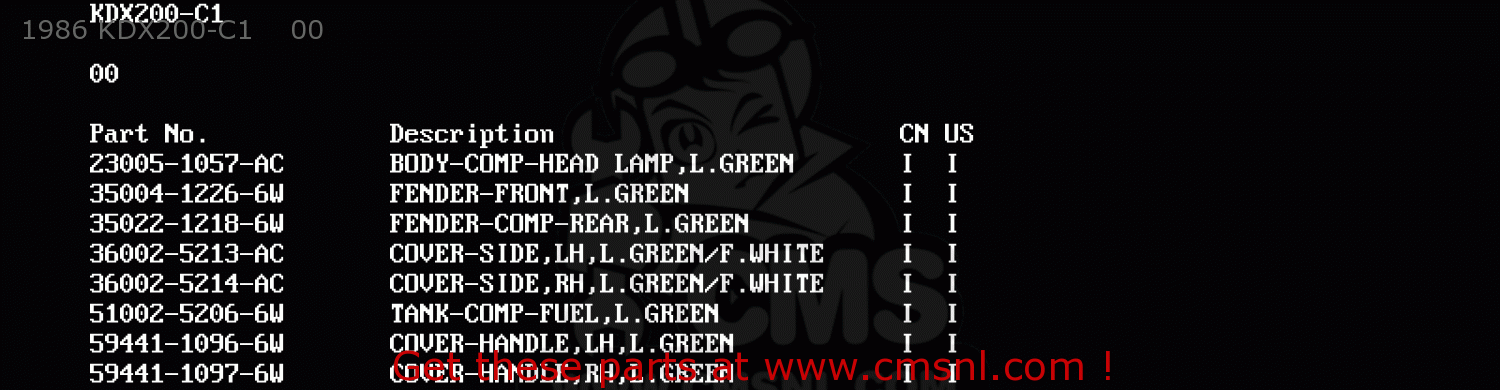 1986 KDX200-C1    00 KDX200-C1 1986 USA CANADA