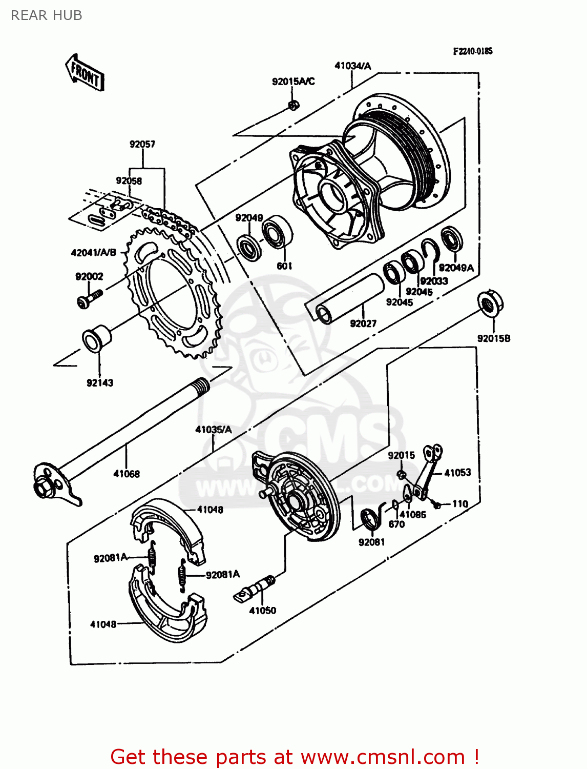 Kawasaki KDX200C2 1987 UNITED KINGDOM AL REAR HUB buy original REAR