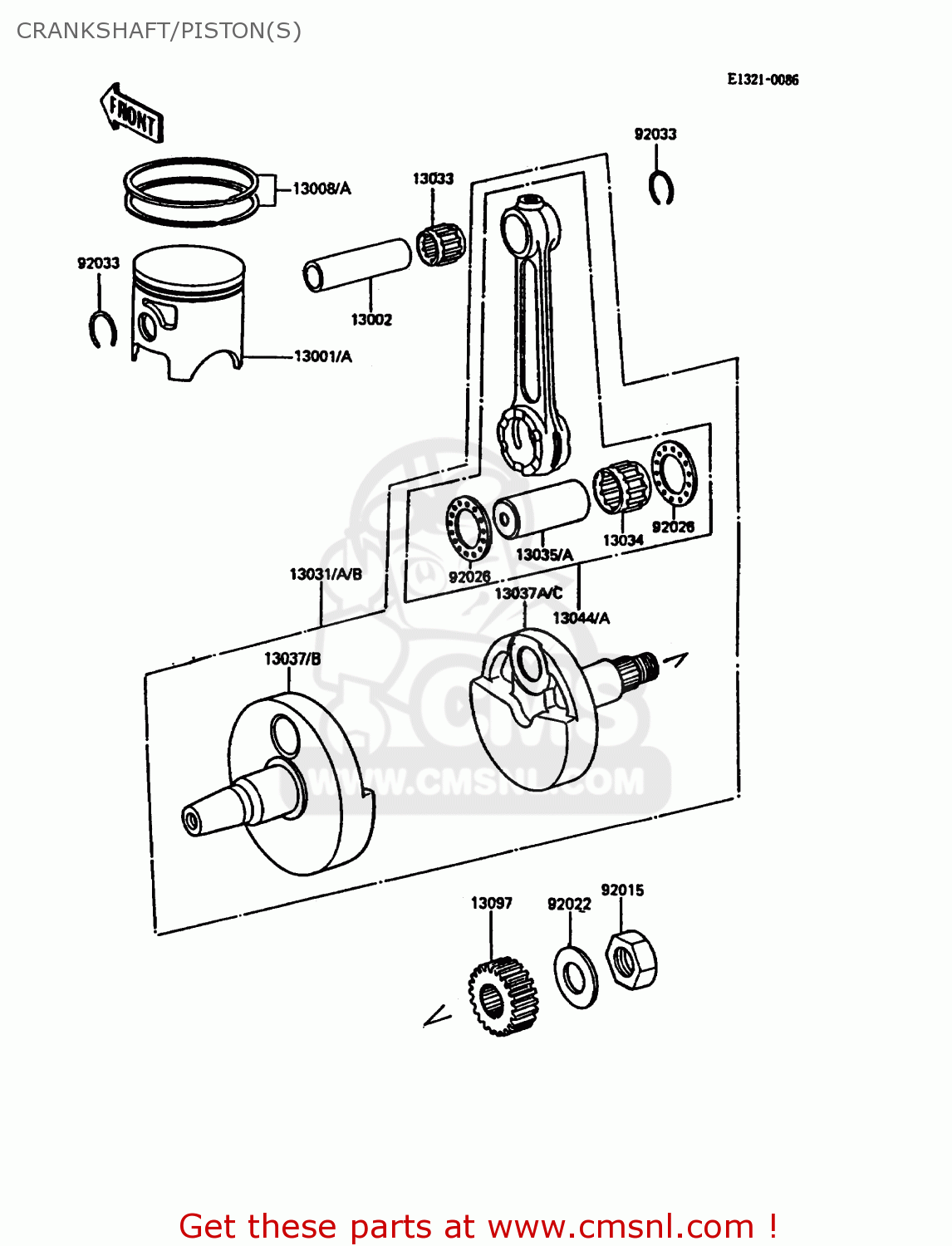 CRANKSHAFT/PISTON(S) KDX200-C2 1987 UNITED KINGDOM AL