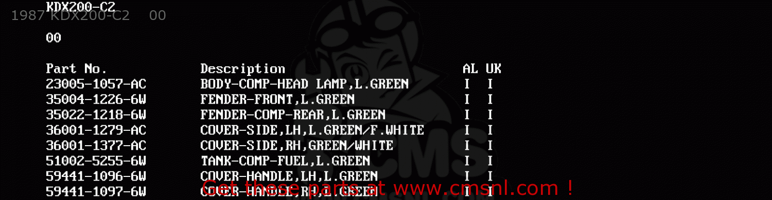1987 KDX200-C2    00 KDX200-C2 1987 UNITED KINGDOM AL