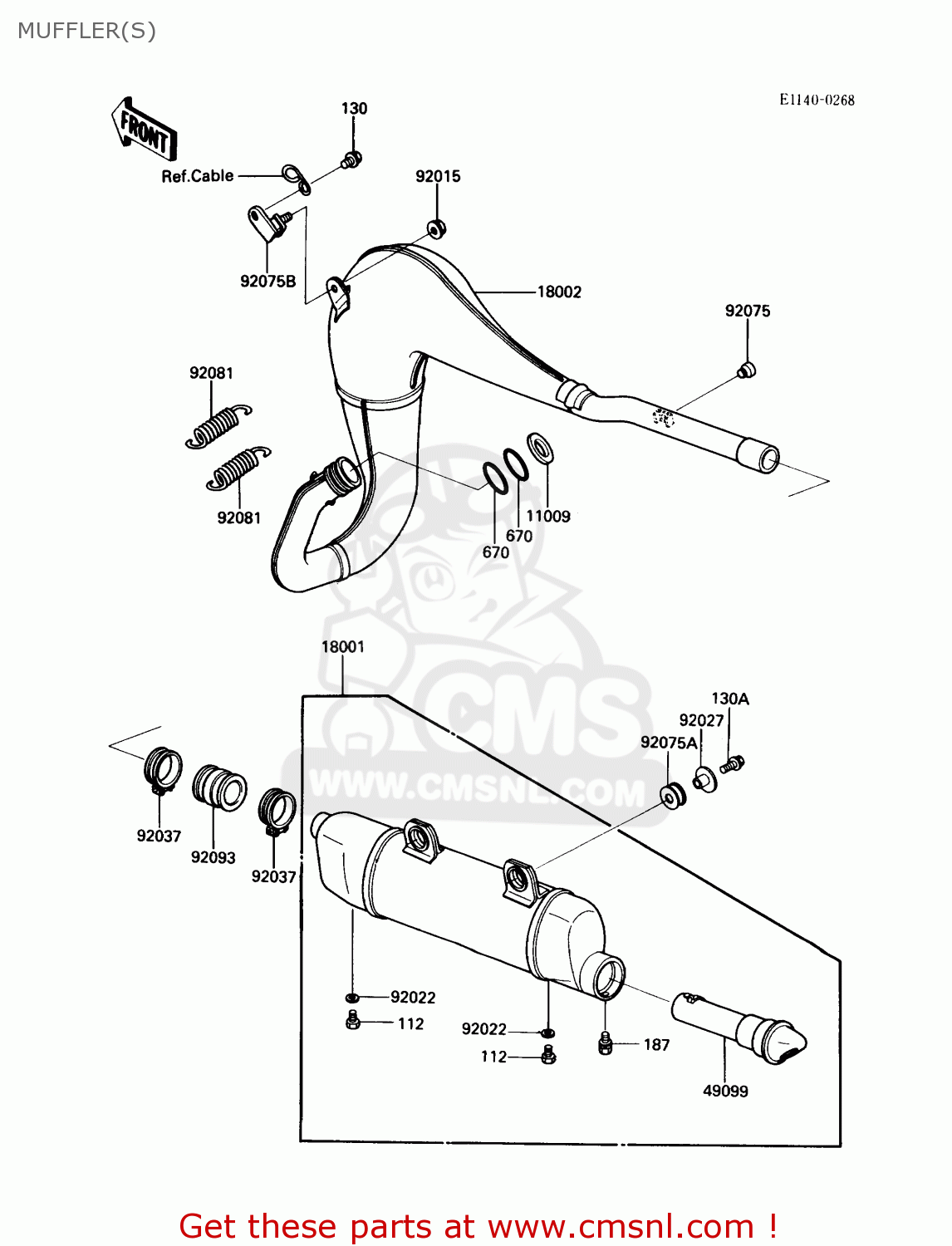 MUFFLER(S) KDX200-C2 1987 USA CANADA