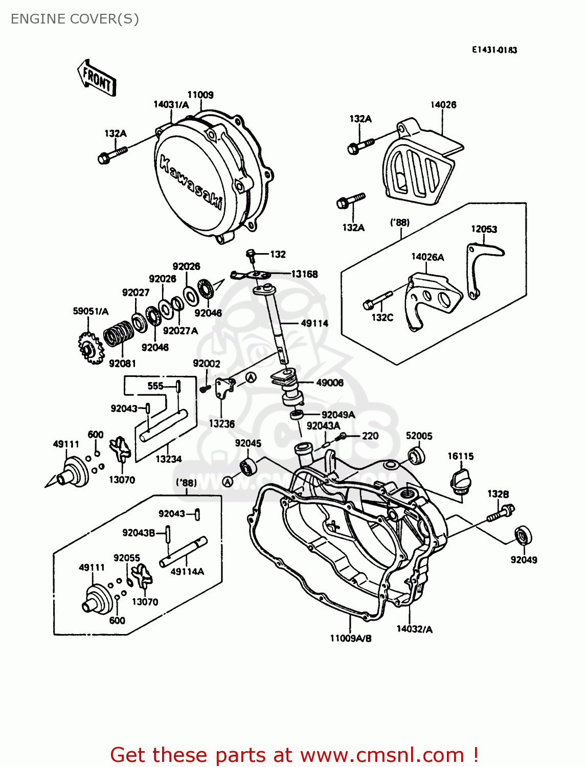 ENGINE COVER(S) KDX200-C2 1987 USA CANADA