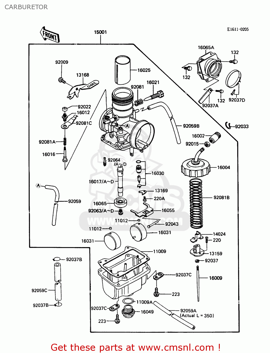 CARBURETOR KDX200-C2 1987 USA CANADA