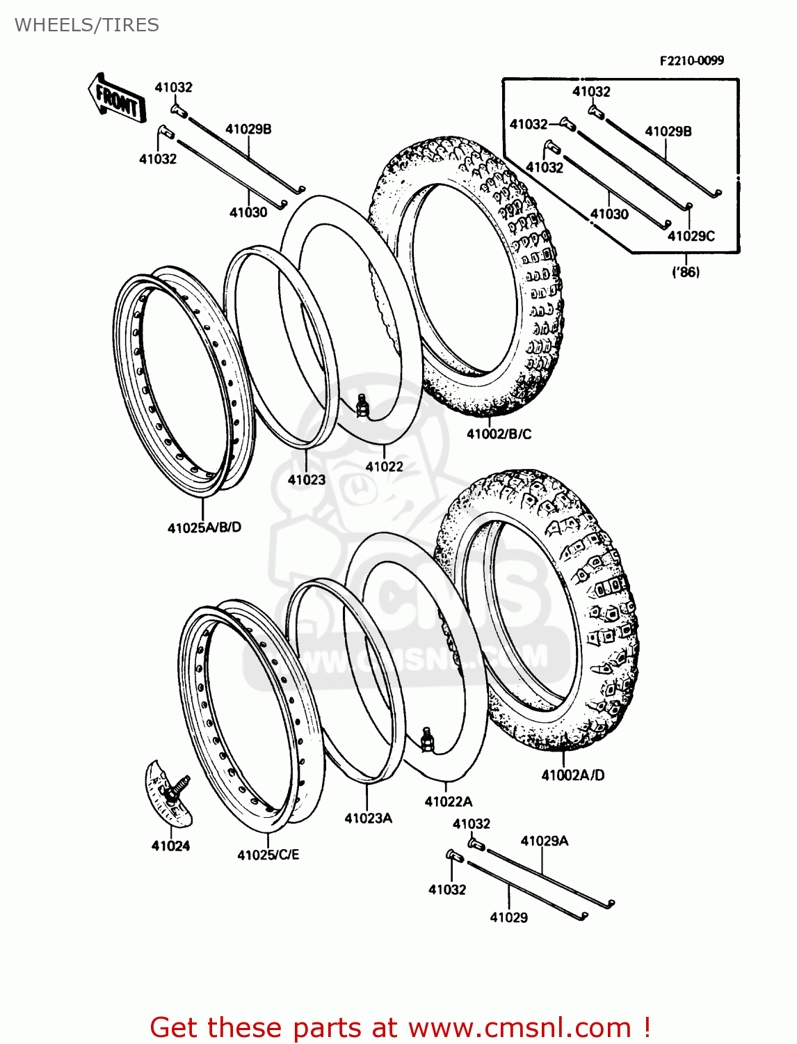 WHEELS/TIRES KDX200-C2 1987 USA CANADA
