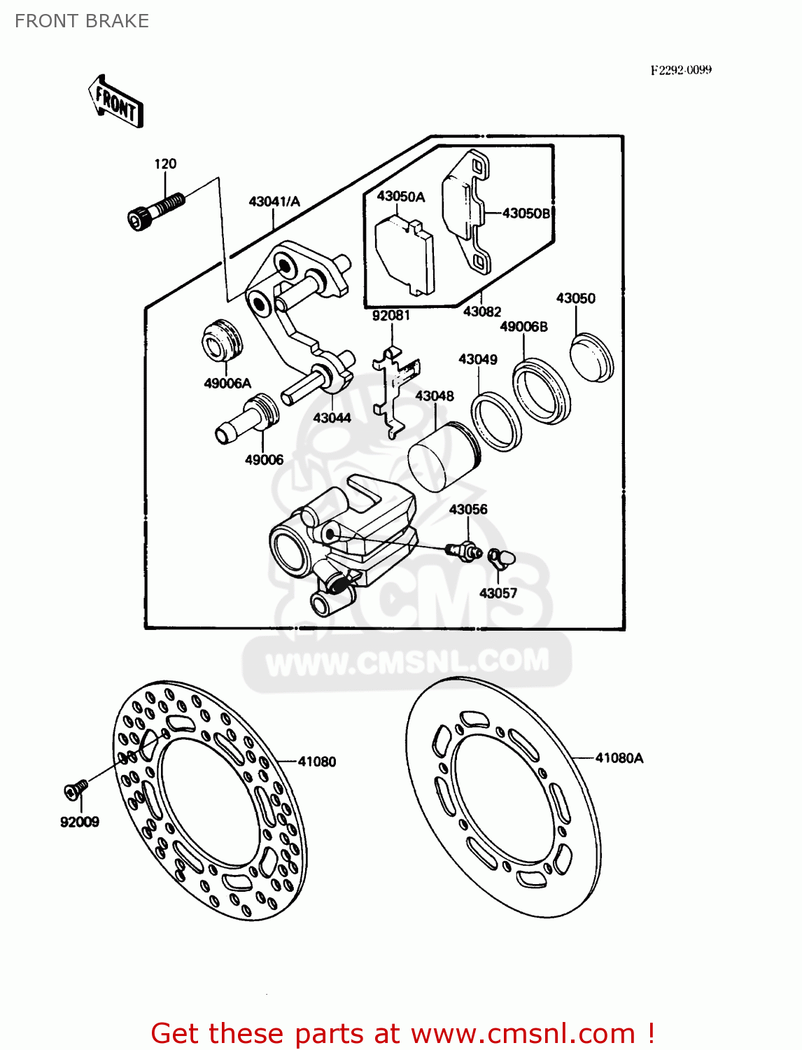 FRONT BRAKE KDX200-C2 1987 USA CANADA