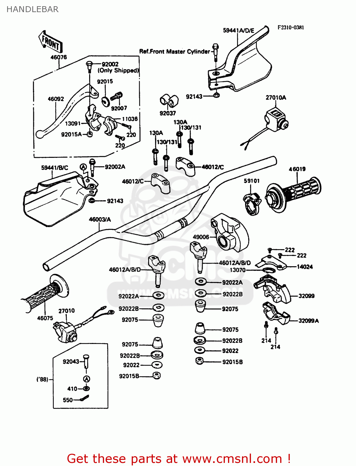 HANDLEBAR KDX200-C2 1987 USA CANADA