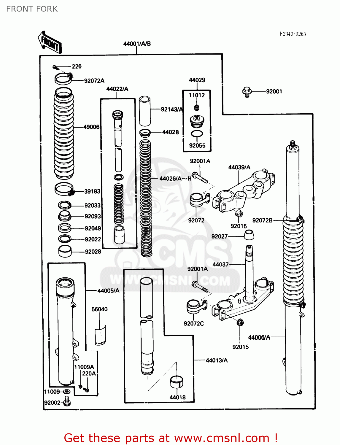 FRONT FORK KDX200-C2 1987 USA CANADA