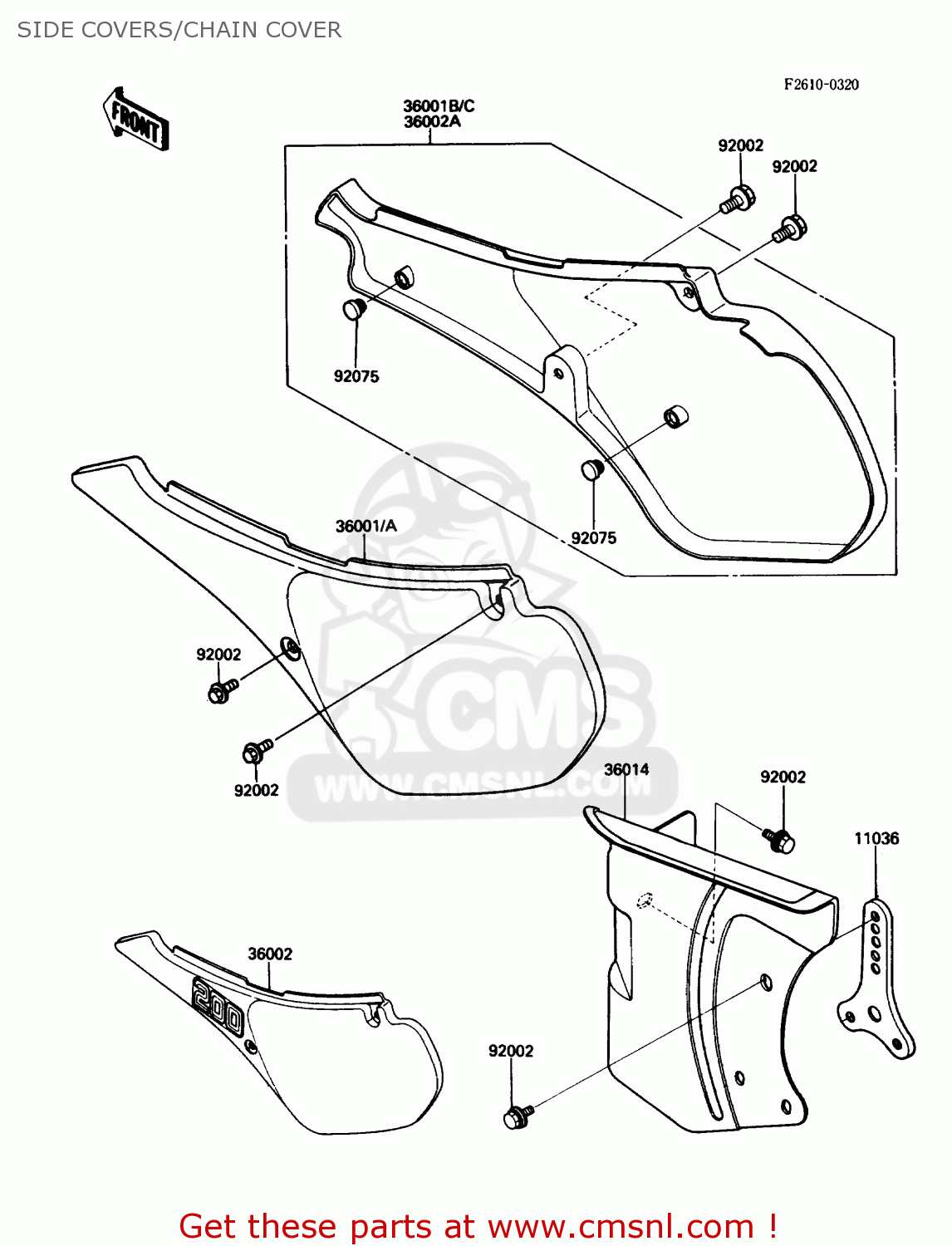 SIDE COVERS/CHAIN COVER KDX200-C2 1987 USA CANADA
