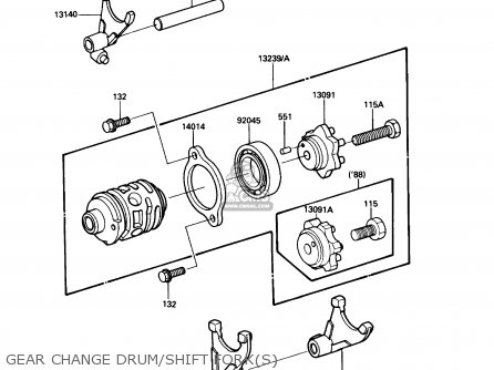 GEAR CHANGE DRUM/SHIFT FORK(S) - KDX200-C2 1987 USA CANADA