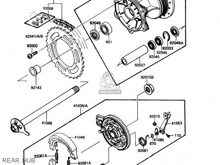 REAR HUB - KDX200-C2 1987 USA CANADA