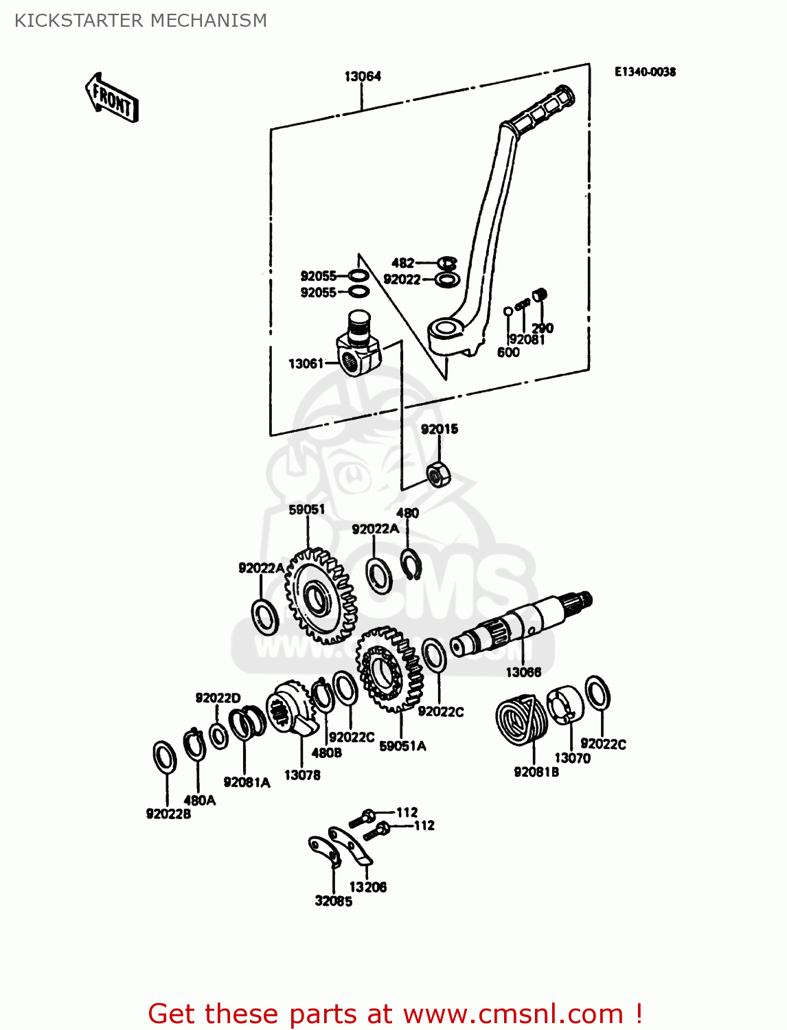 KICKSTARTER MECHANISM KDX200-C3 1988 UNITED KINGDOM AL