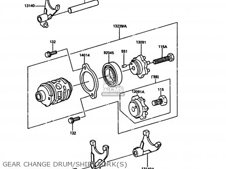 GEAR CHANGE DRUM/SHIFT FORK(S) - KDX200-C3 1988 UNITED KINGDOM AL