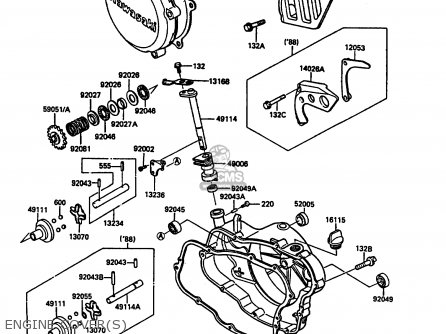 ENGINE COVER(S) - KDX200-C3 1988 UNITED KINGDOM AL