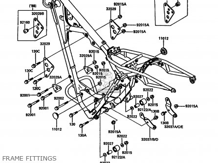 FRAME FITTINGS - KDX200-C3 1988 UNITED KINGDOM AL