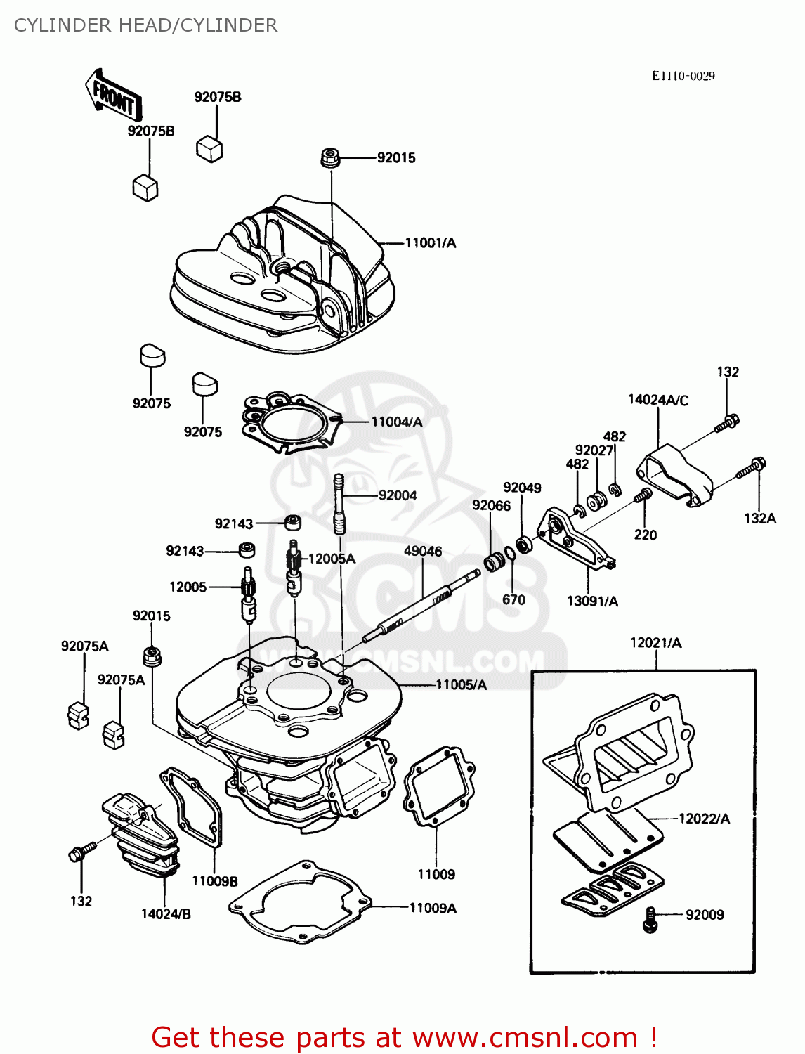 CYLINDER HEAD/CYLINDER KDX200-C3 1988 USA CANADA