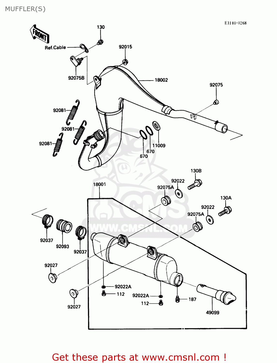 MUFFLER(S) KDX200-C3 1988 USA CANADA