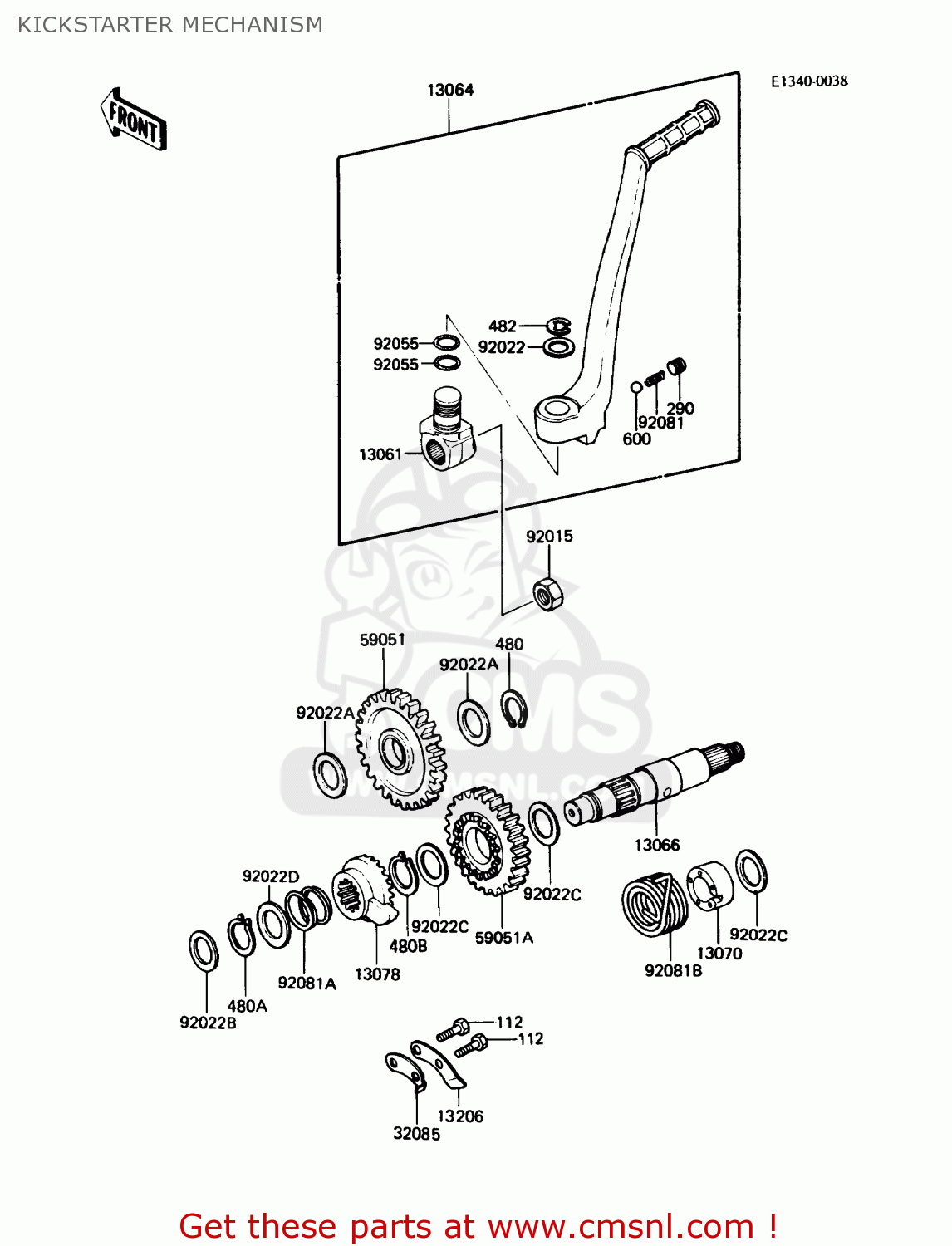 KICKSTARTER MECHANISM KDX200-C3 1988 USA CANADA
