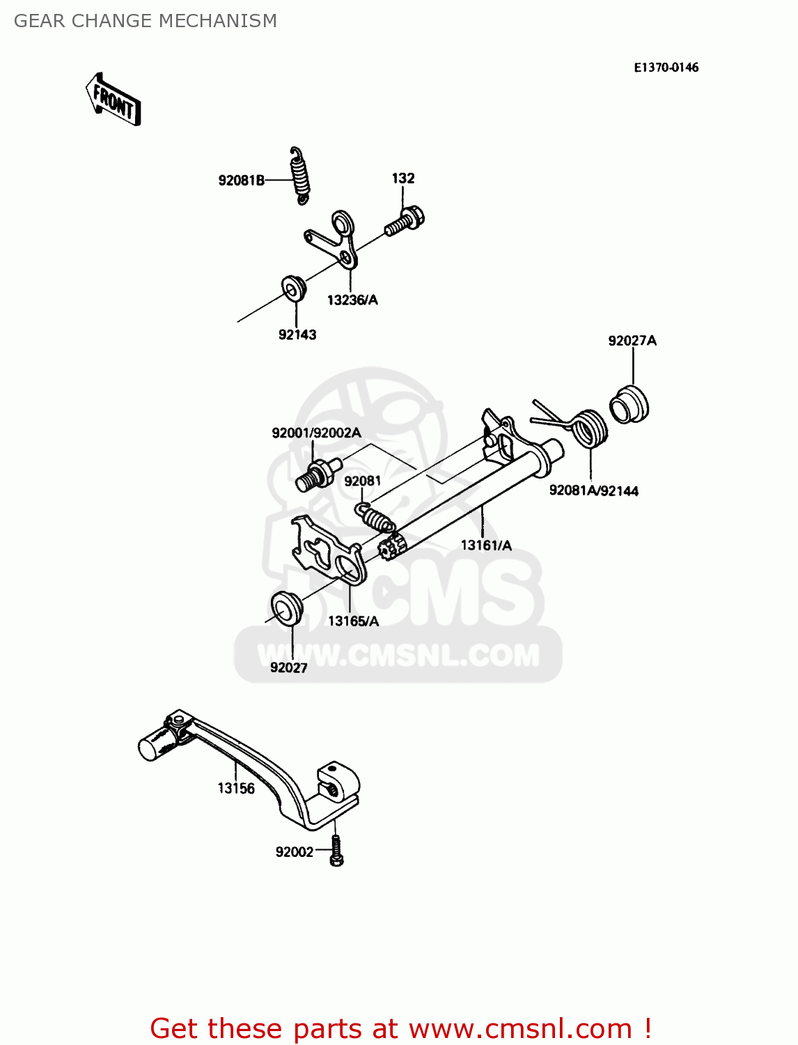 GEAR CHANGE MECHANISM KDX200-C3 1988 USA CANADA