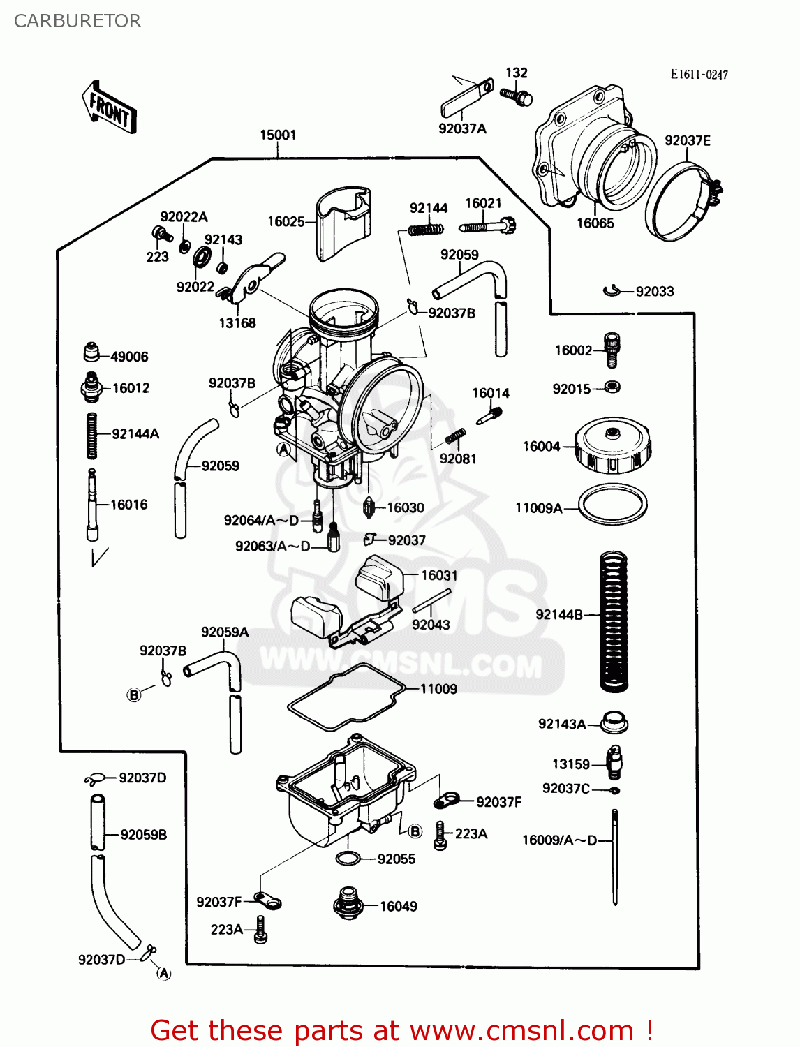CARBURETOR KDX200-C3 1988 USA CANADA