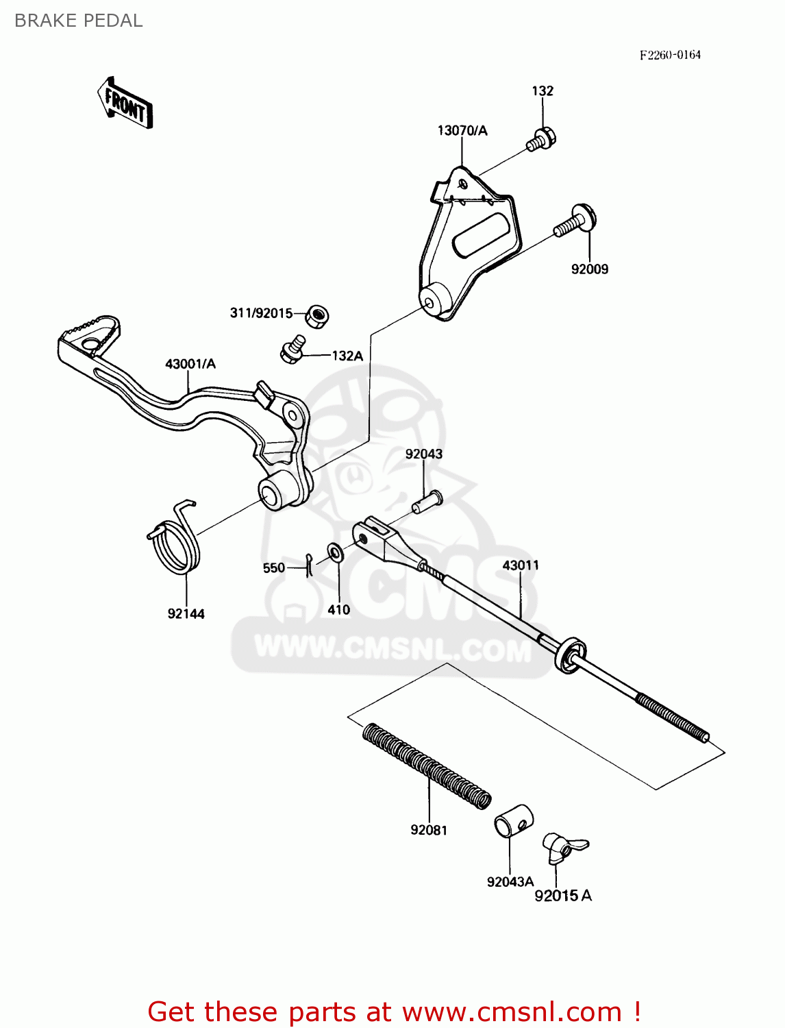 BRAKE PEDAL KDX200-C3 1988 USA CANADA