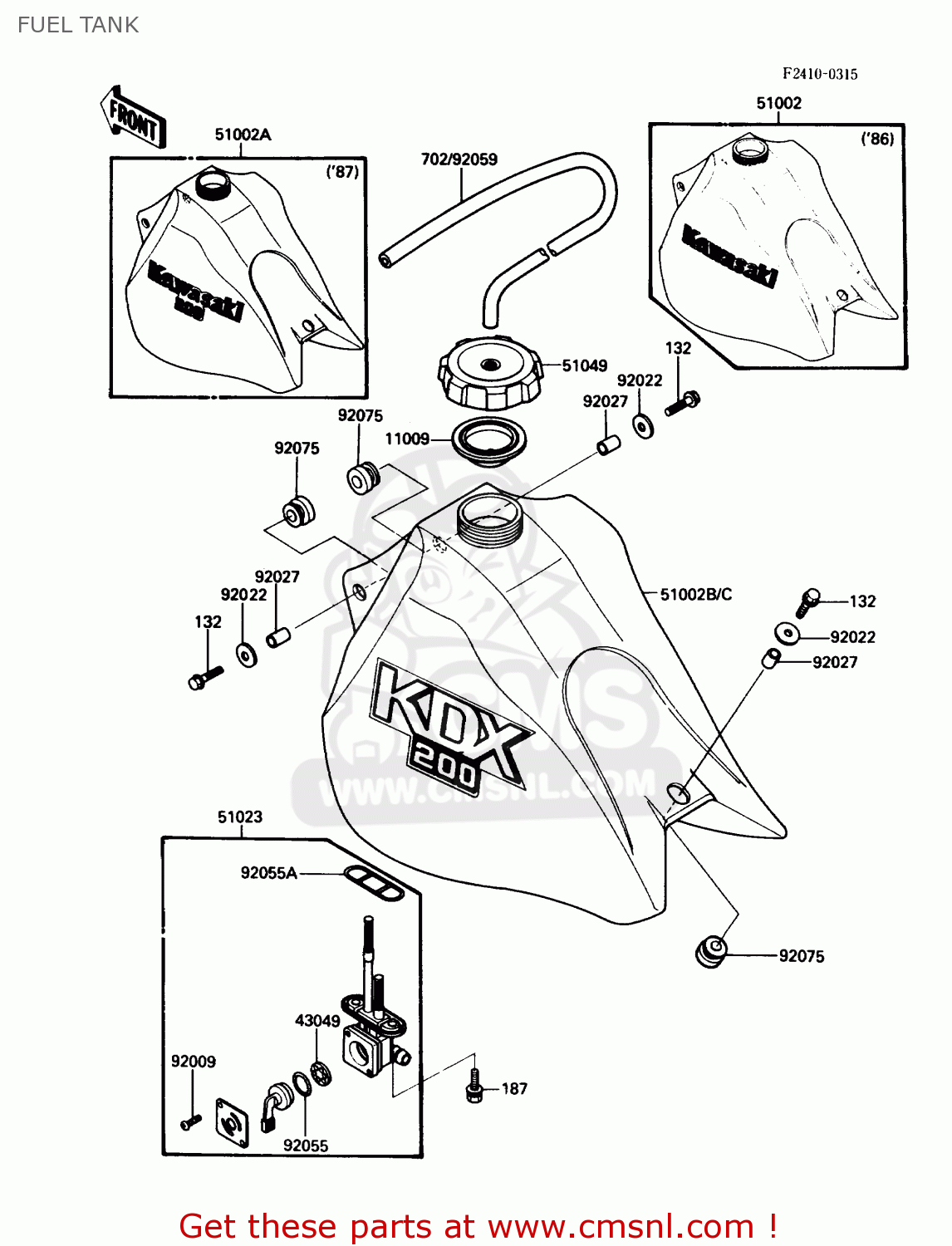 FUEL TANK KDX200-C3 1988 USA CANADA