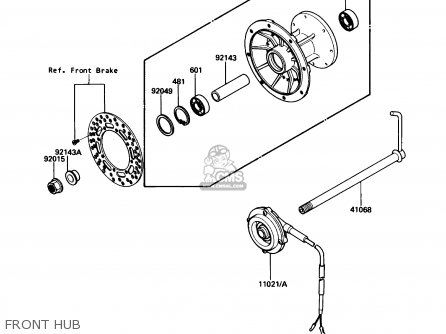 FRONT HUB - KDX200-C3 1988 USA CANADA