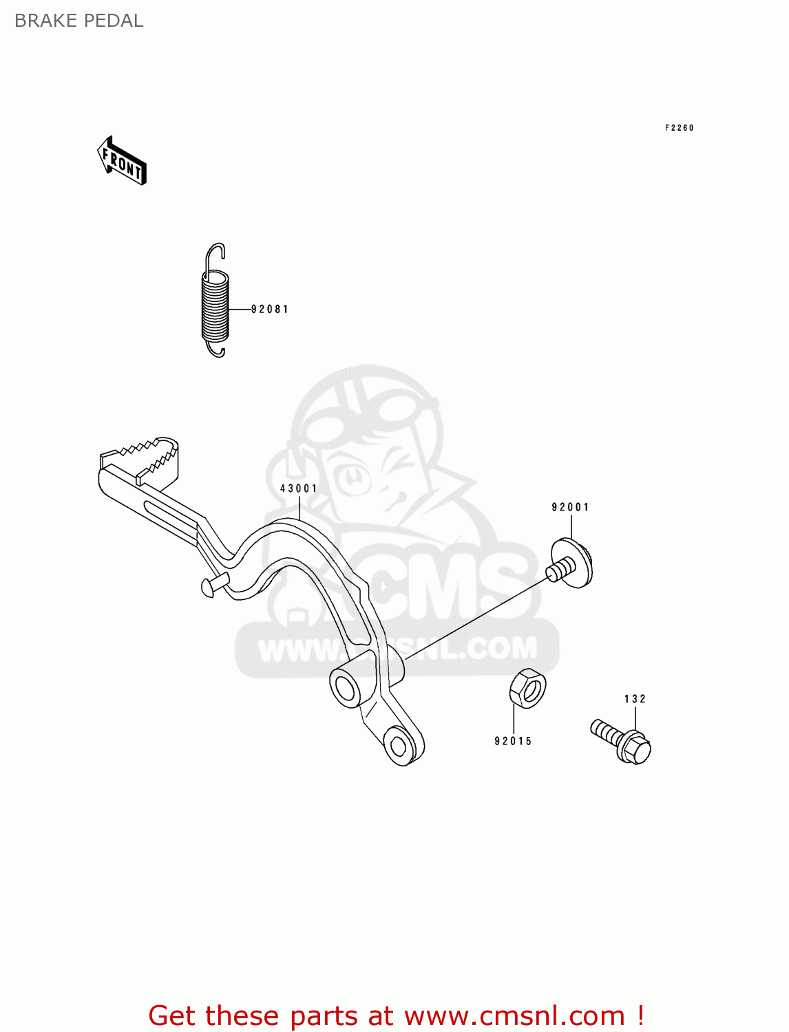 BRAKE PEDAL KDX200-E1 1989 UNITED KINGDOM AL