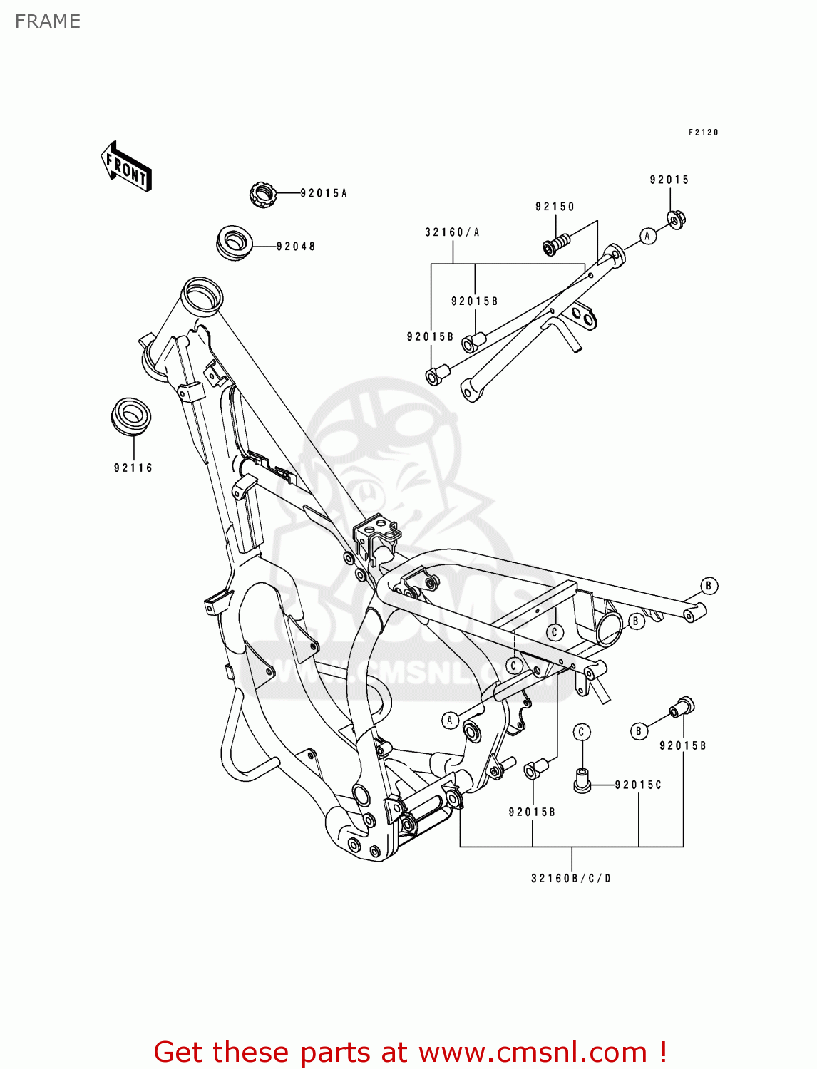 Kawasaki KDX200E1 1989 USA CANADA FRAME buy original FRAME spares online