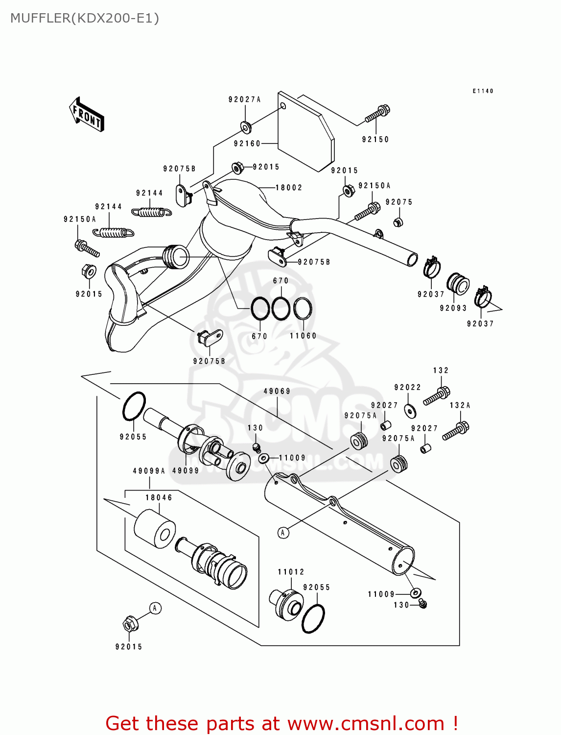 MUFFLER(KDX200-E1) KDX200-E1 1989 USA CANADA