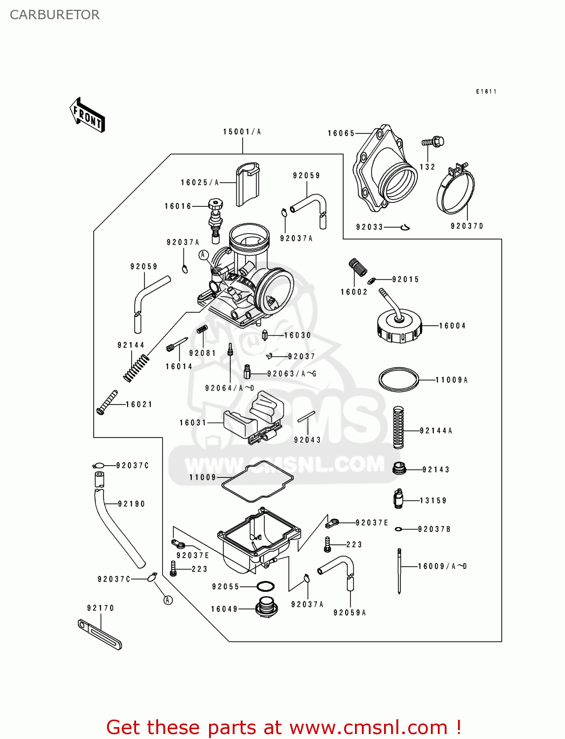 CARBURETOR KDX200-E1 1989 USA CANADA