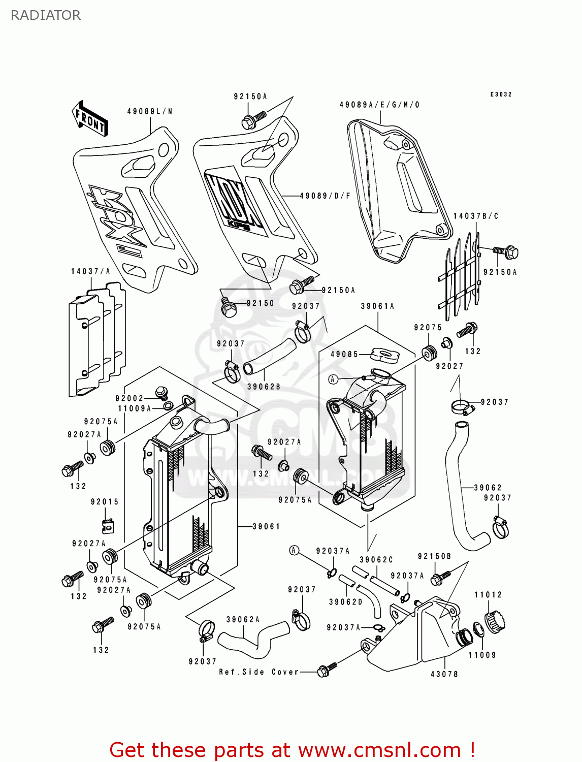 RADIATOR KDX200-E1 1989 USA CANADA