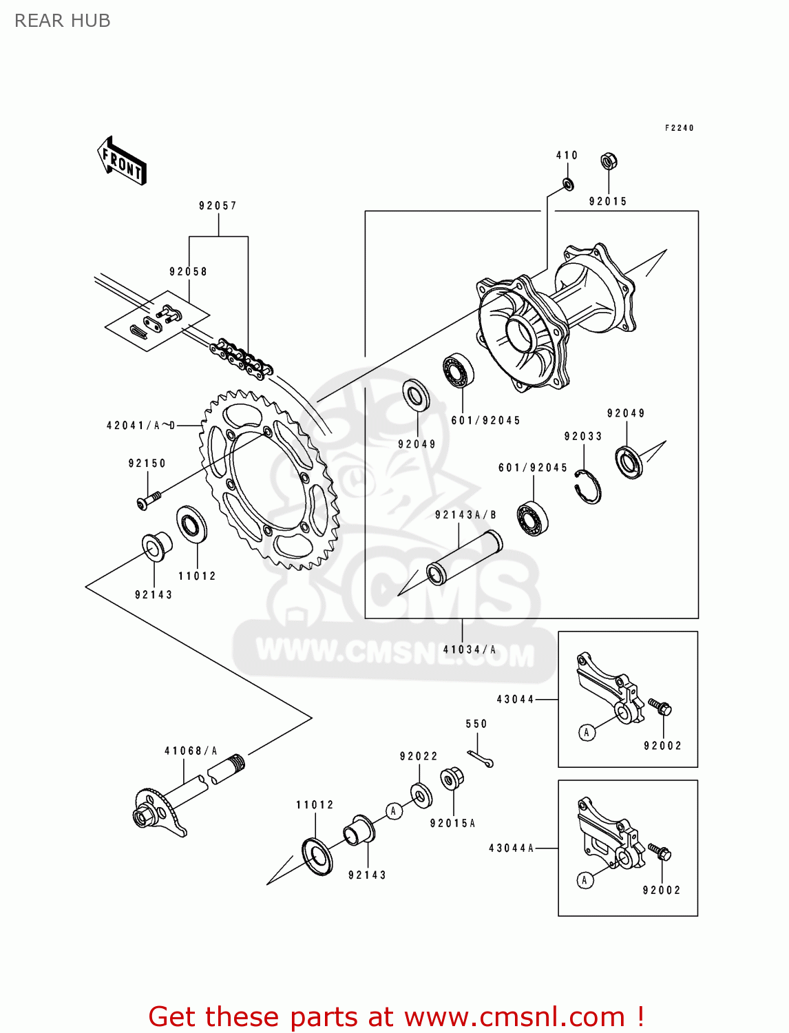 REAR HUB KDX200-E1 1989 USA CANADA