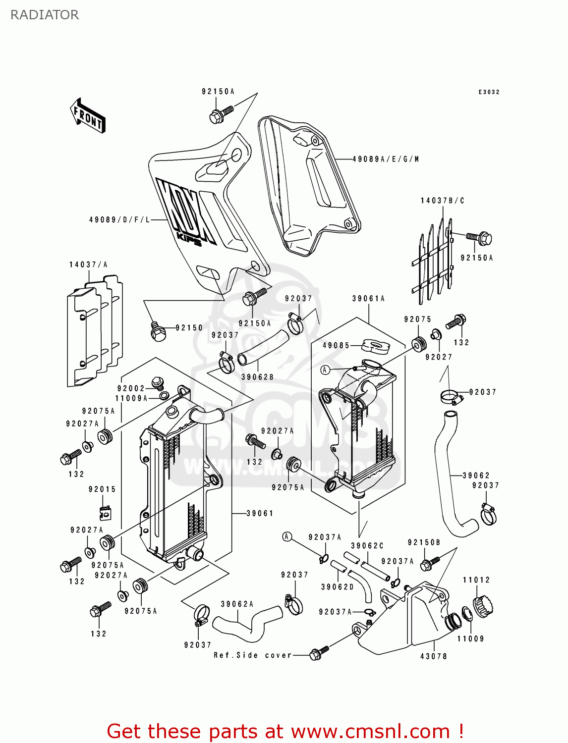 RADIATOR KDX200-E2 1990 UNITED KINGDOM AL AS
