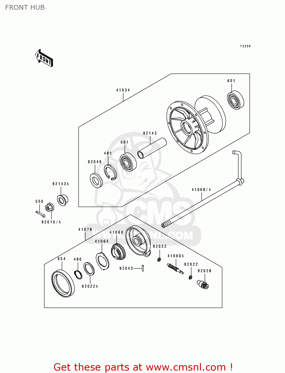FRONT HUB KDX200-E2 1990 UNITED KINGDOM AL AS