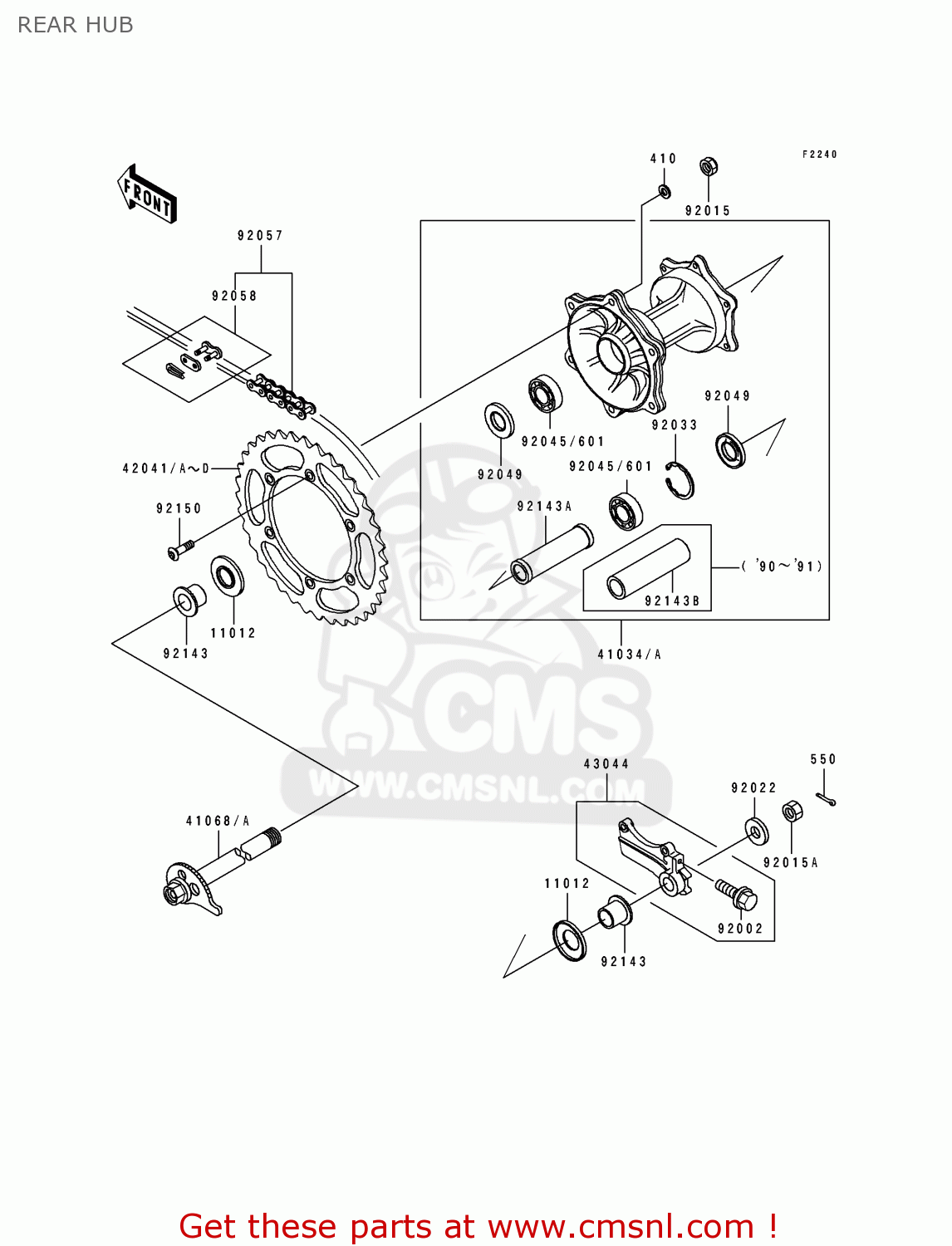 REAR HUB KDX200-E2 1990 UNITED KINGDOM AL AS