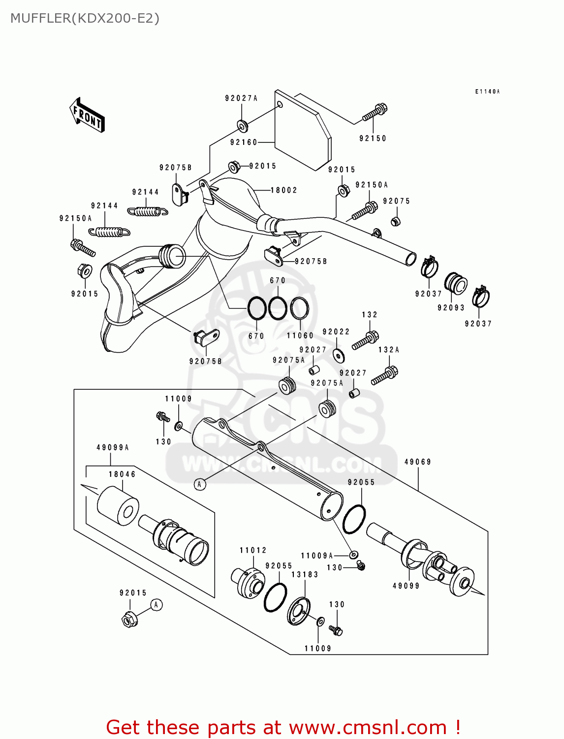 MUFFLER(KDX200-E2) KDX200-E2 1990 USA CANADA