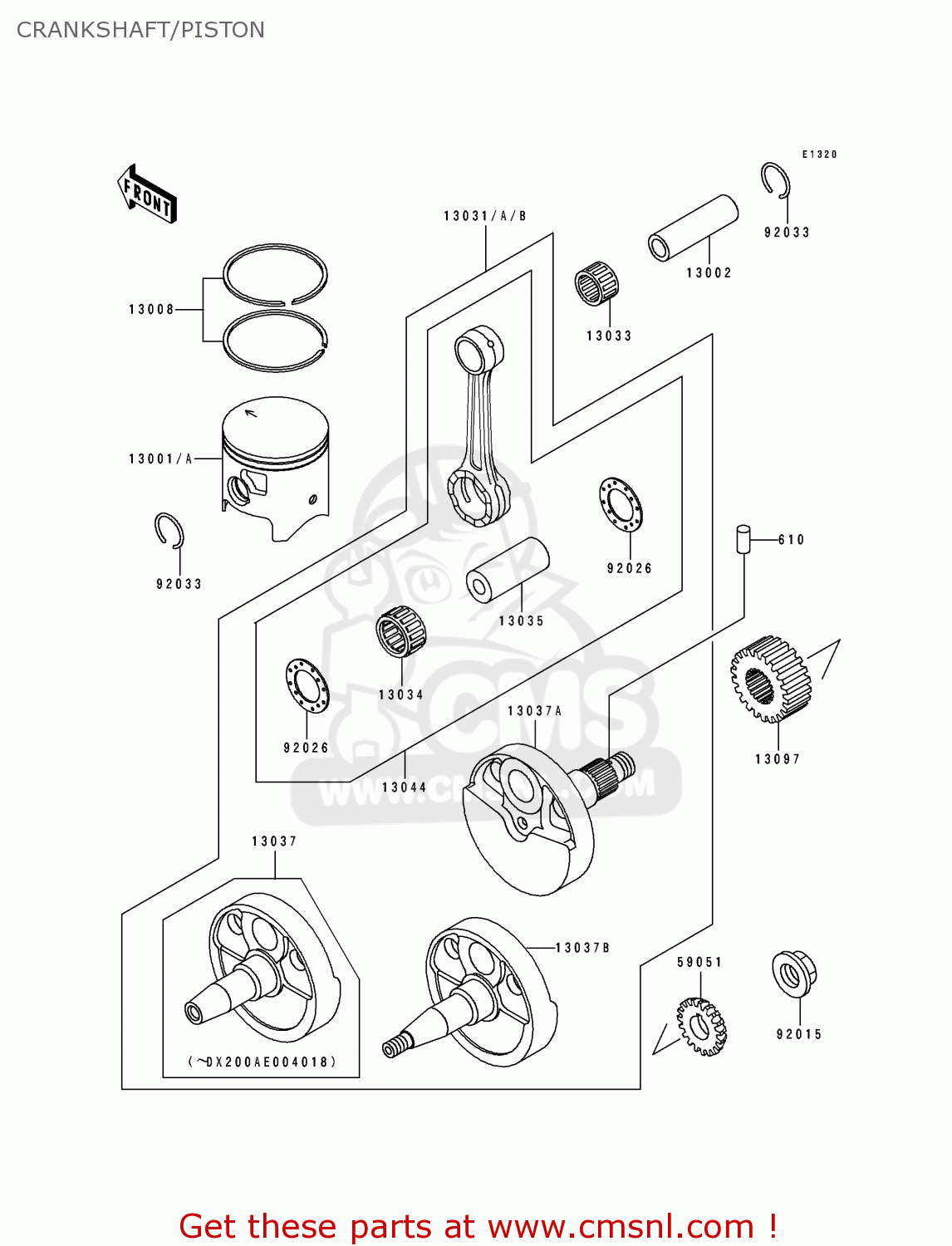 CRANKSHAFT/PISTON KDX200-E2 1990 USA CANADA