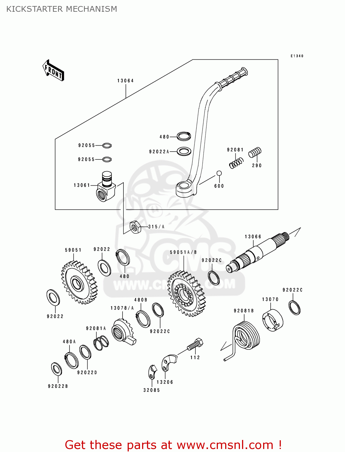 KICKSTARTER MECHANISM KDX200-E2 1990 USA CANADA