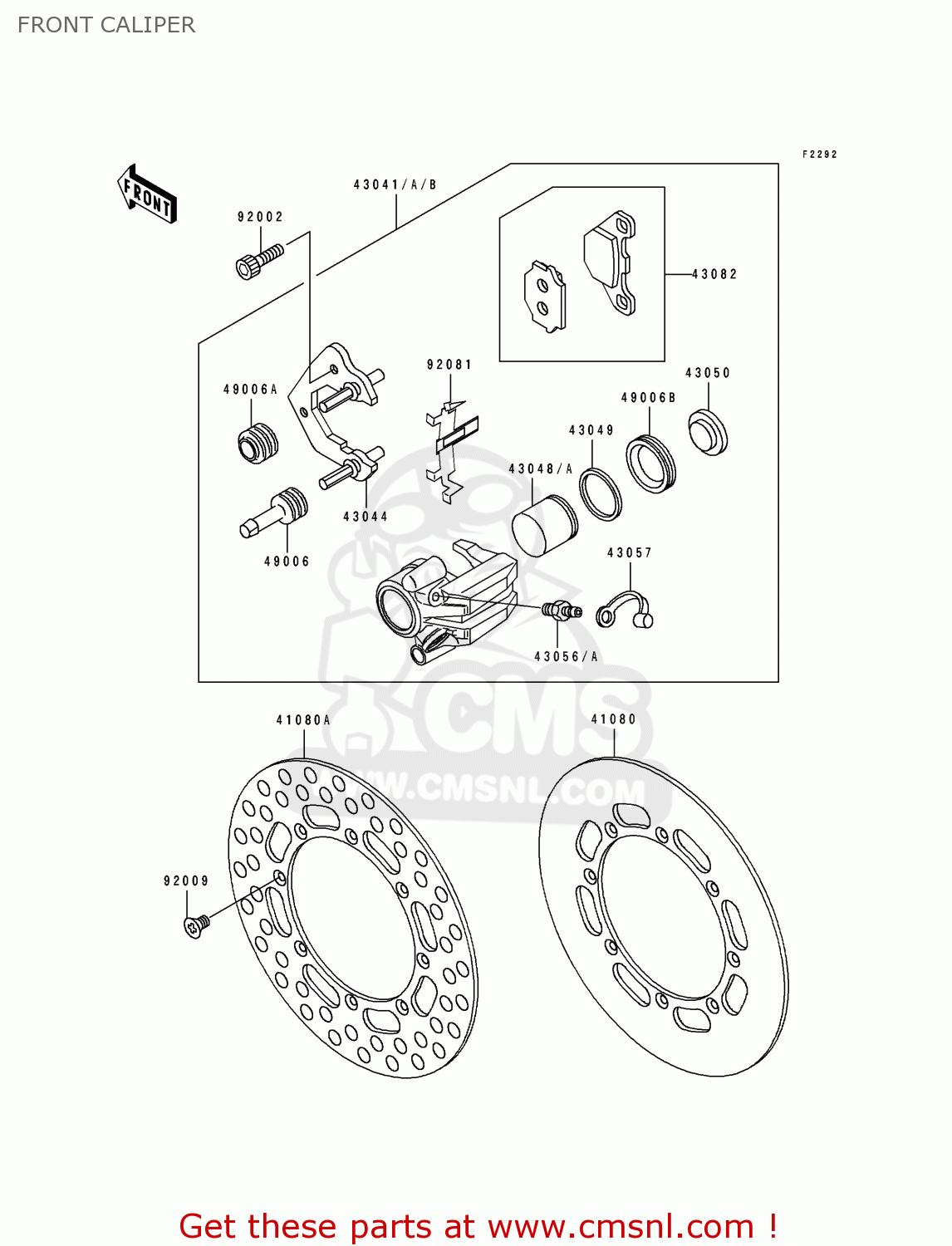 FRONT CALIPER KDX200-E2 1990 USA CANADA
