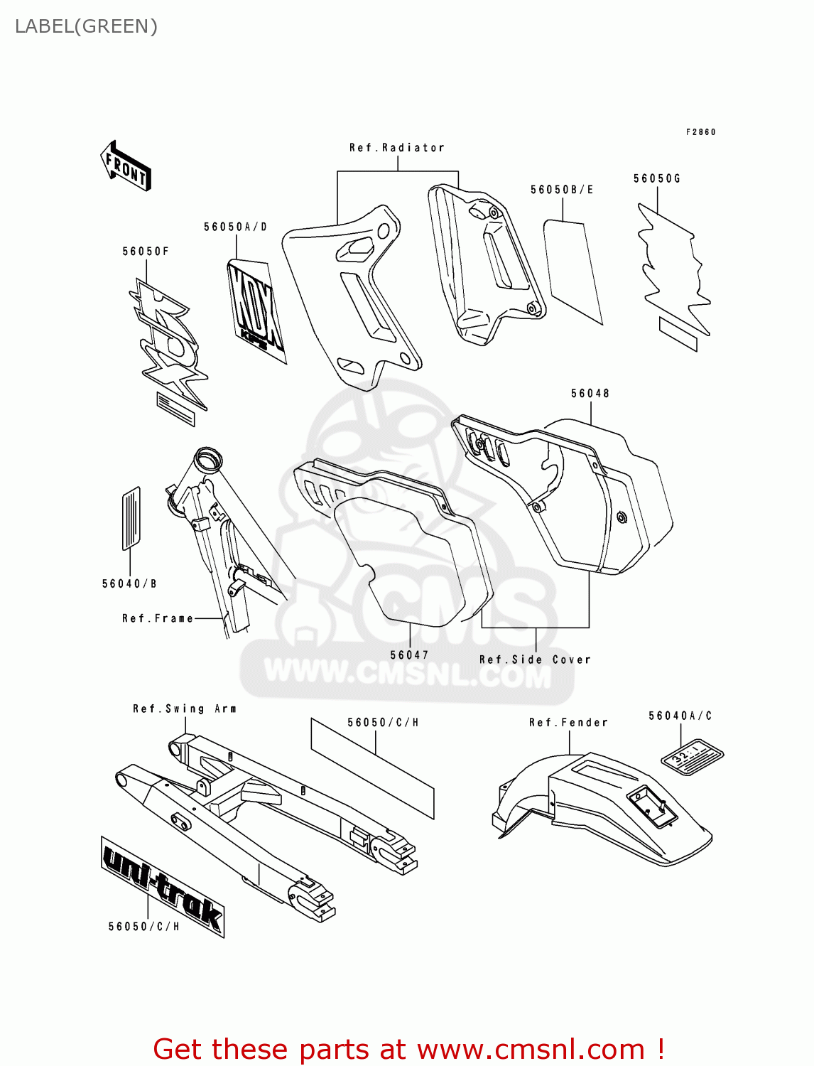 LABEL(GREEN) KDX200-E2 1990 USA CANADA