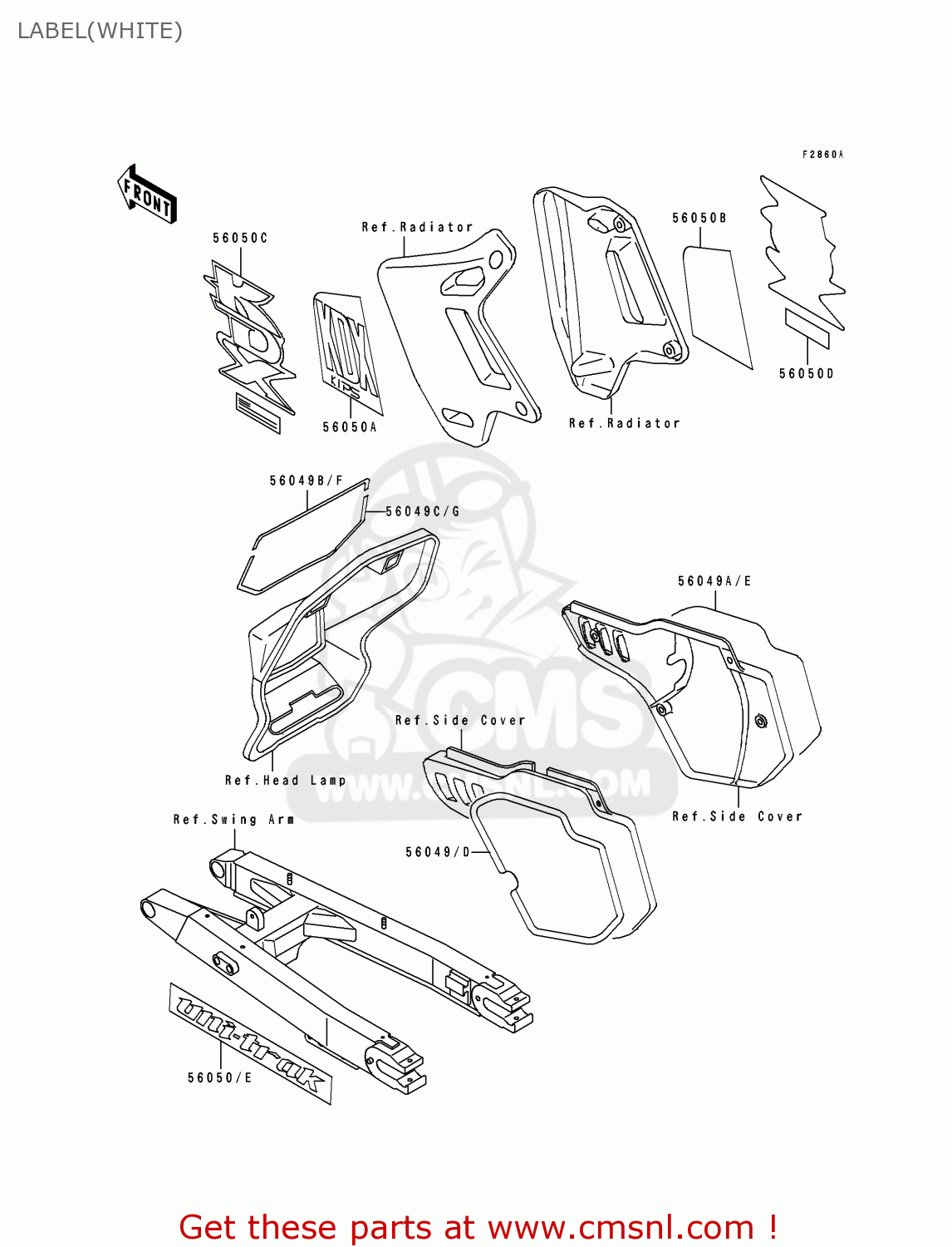 LABEL(WHITE) KDX200-E2 1990 USA CANADA
