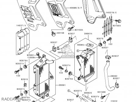 RADIATOR - KDX200-E2 1990 USA CANADA