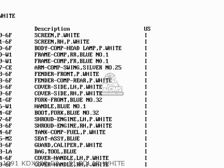 1991 KDX200-E3    F1 POLAR WHITE - KDX200-E2 1990 USA CANADA