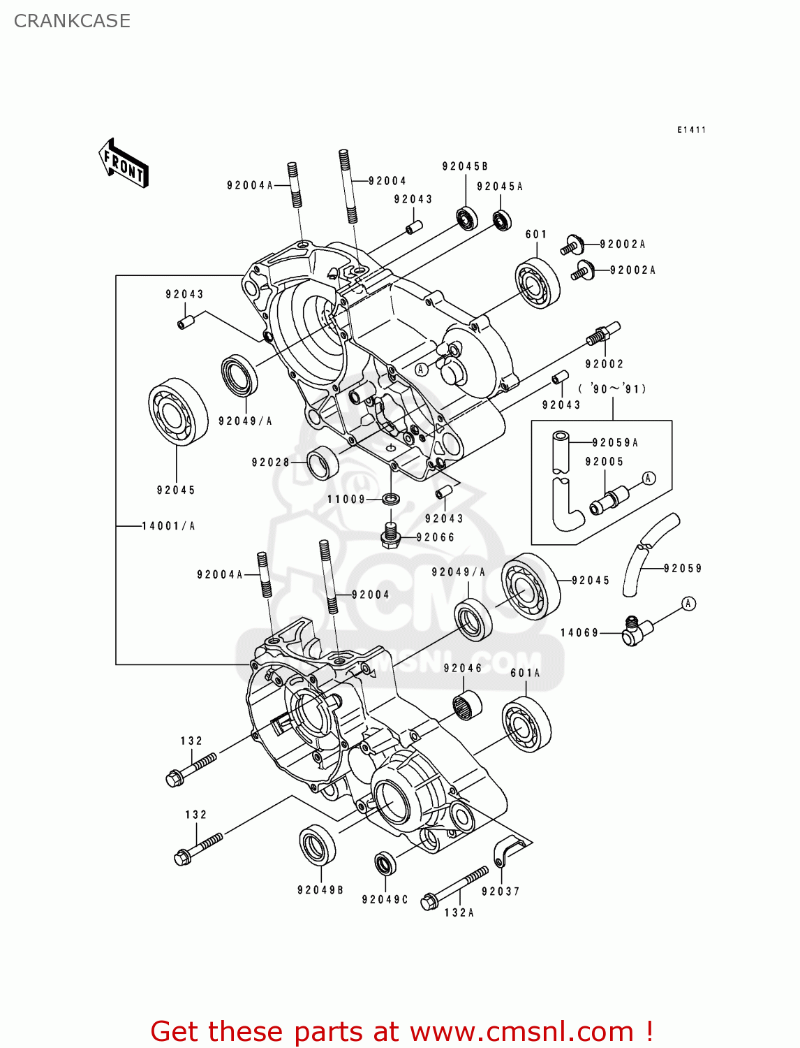 CRANKCASE KDX200-E3 1991 USA CANADA