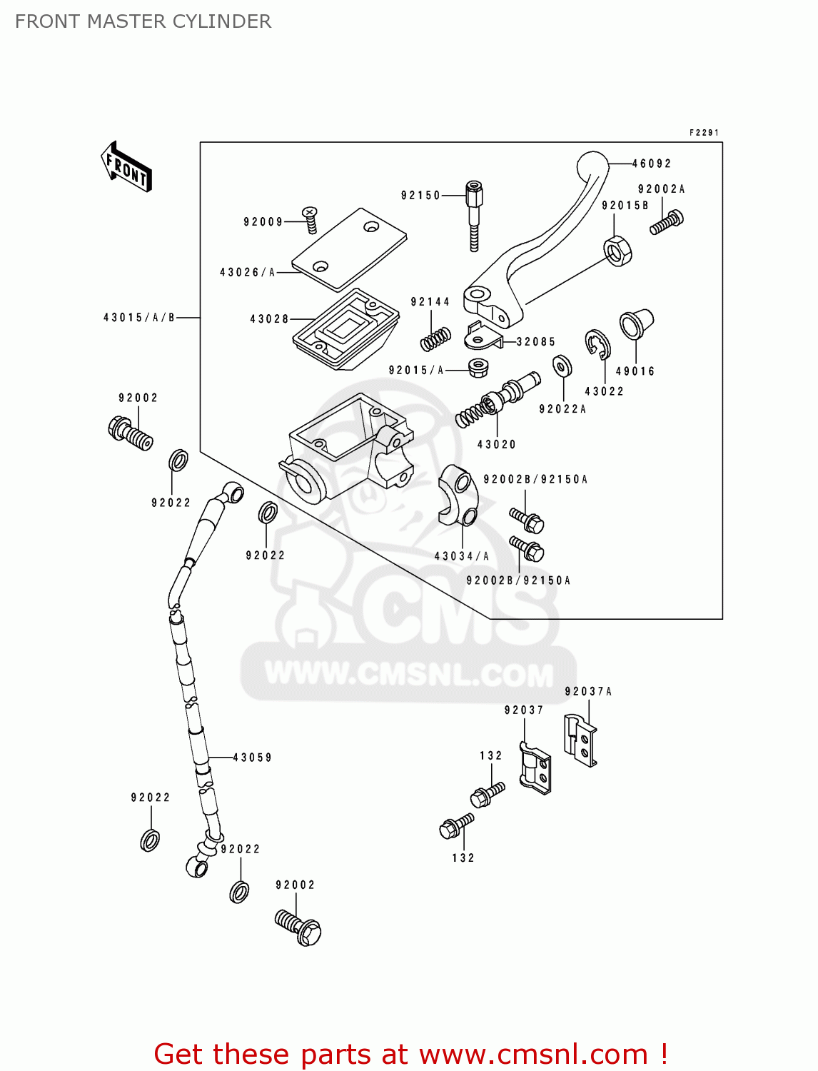 FRONT MASTER CYLINDER KDX200-E3 1991 USA CANADA