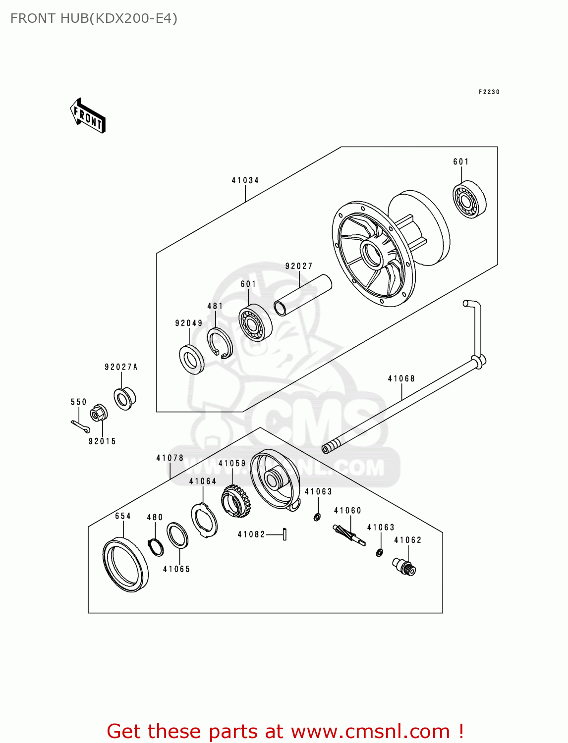FRONT HUB(KDX200-E4) KDX200-E4 1992 UNITED KINGDOM AL