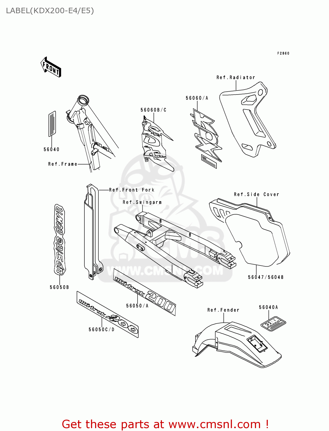 LABEL(KDX200-E4/E5) KDX200-E4 1992 UNITED KINGDOM AL