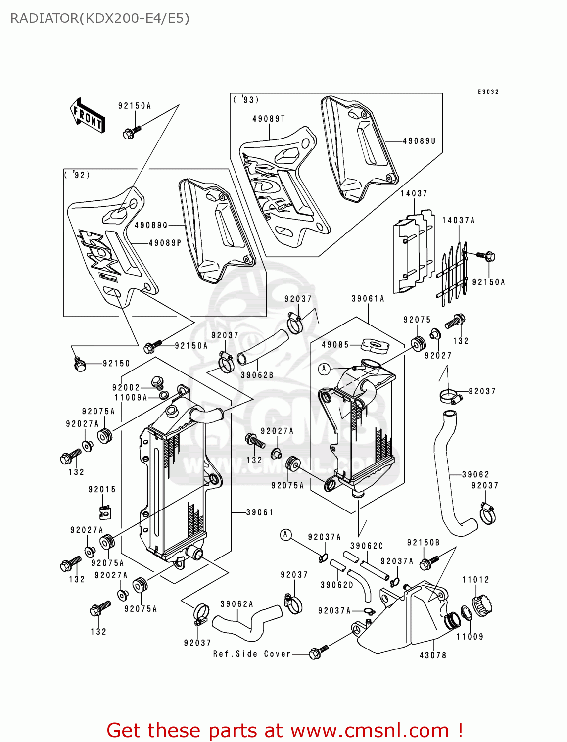 RADIATOR(KDX200-E4/E5) KDX200-E4 1992 USA CANADA