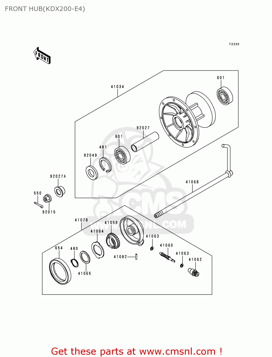 FRONT HUB(KDX200-E4) KDX200-E4 1992 USA CANADA