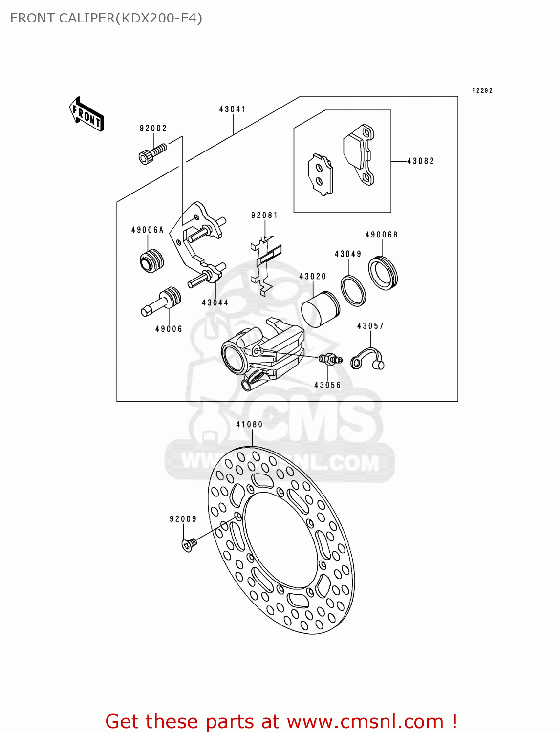 FRONT CALIPER(KDX200-E4) KDX200-E4 1992 USA CANADA
